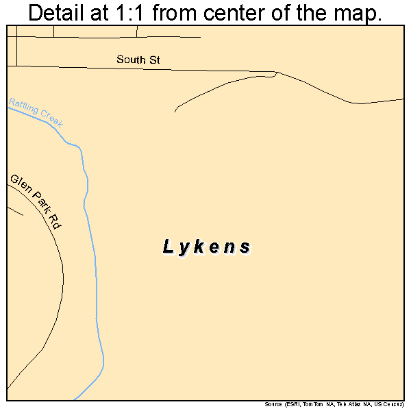 Lykens, Pennsylvania road map detail