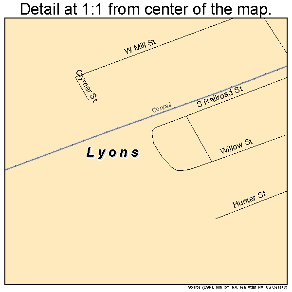 Lyons, Pennsylvania road map detail