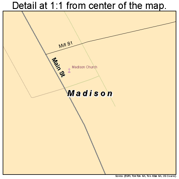 Madison, Pennsylvania road map detail