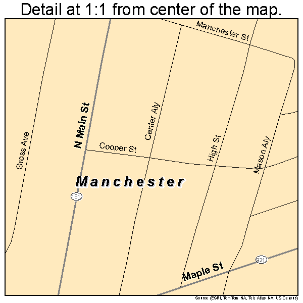 Manchester, Pennsylvania road map detail