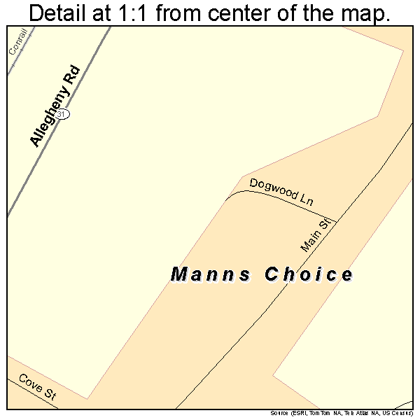 Manns Choice, Pennsylvania road map detail