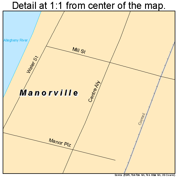 Manorville, Pennsylvania road map detail