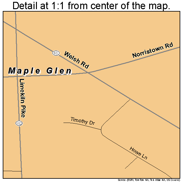 Maple Glen, Pennsylvania road map detail