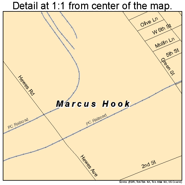 Marcus Hook, Pennsylvania road map detail