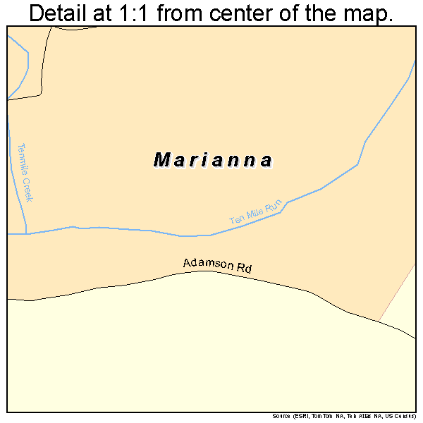 Marianna, Pennsylvania road map detail