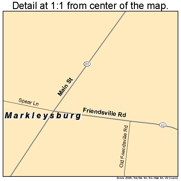 Markleysburg, Pennsylvania road map detail