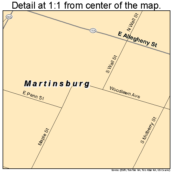 Martinsburg, Pennsylvania road map detail