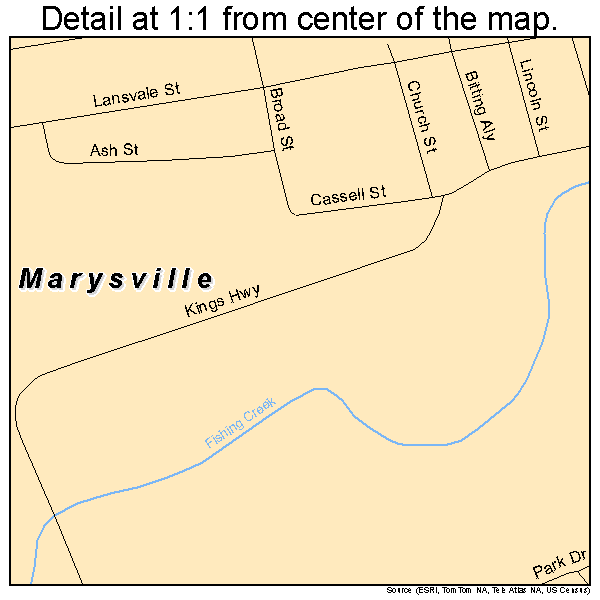 Marysville, Pennsylvania road map detail