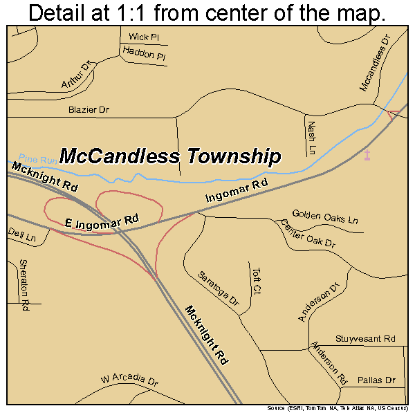 McCandless Township, Pennsylvania road map detail