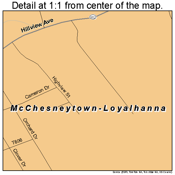 McChesneytown-Loyalhanna, Pennsylvania road map detail