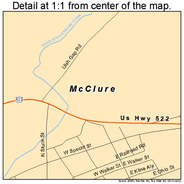 McClure, Pennsylvania road map detail