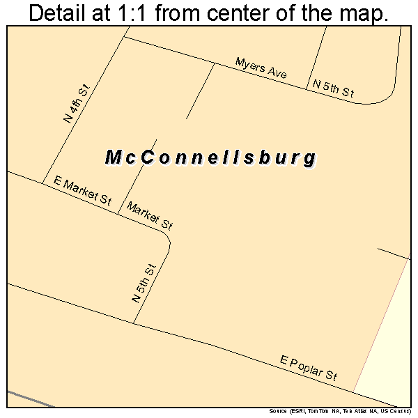 McConnellsburg, Pennsylvania road map detail