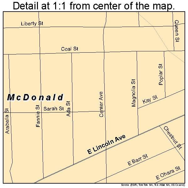 McDonald, Pennsylvania road map detail