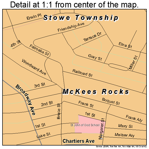 McKees Rocks, Pennsylvania road map detail