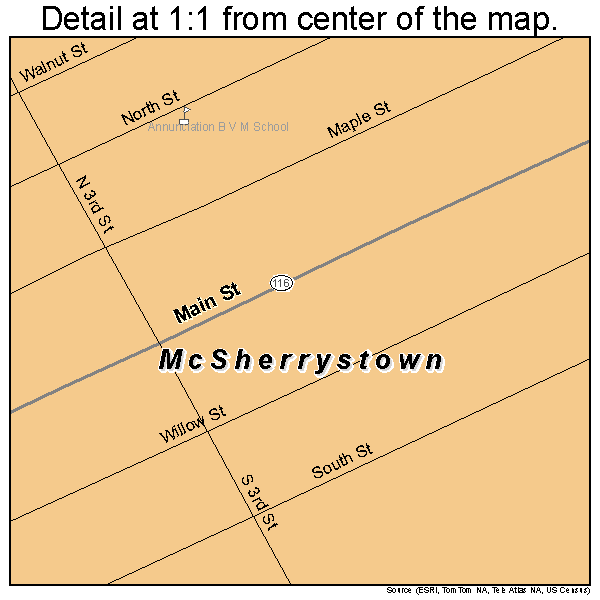 McSherrystown, Pennsylvania road map detail
