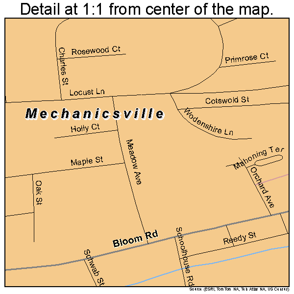 Mechanicsville, Pennsylvania road map detail