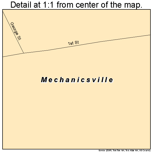 Mechanicsville, Pennsylvania road map detail