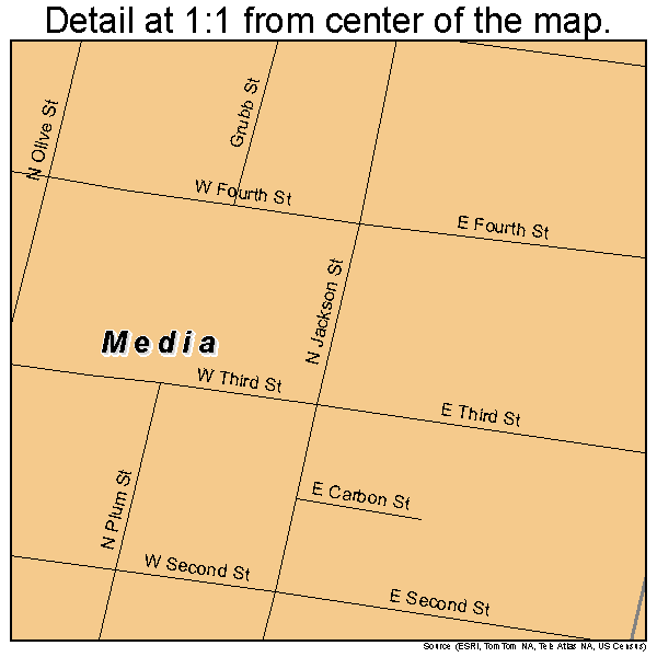 Media, Pennsylvania road map detail