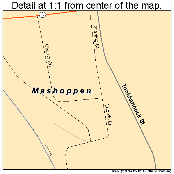 Meshoppen, Pennsylvania road map detail