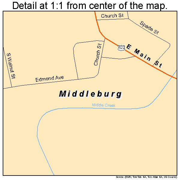 Middleburg, Pennsylvania road map detail