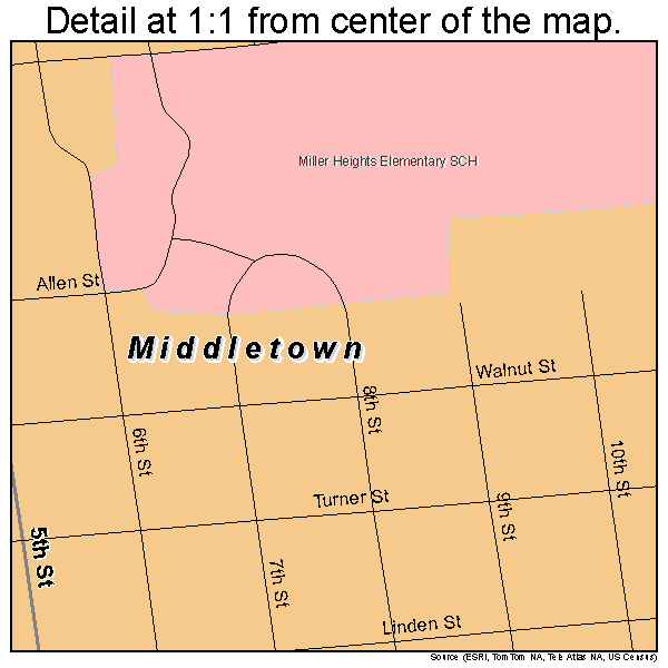 Middletown, Pennsylvania road map detail