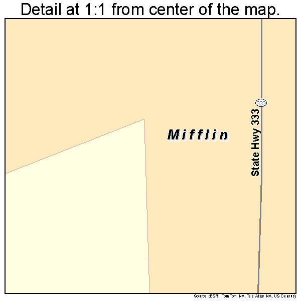 Mifflin, Pennsylvania road map detail