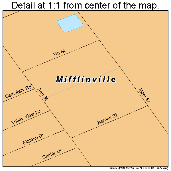 Mifflinville, Pennsylvania road map detail