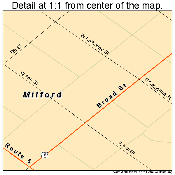Milford, Pennsylvania road map detail