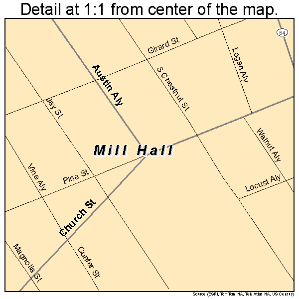 Mill Hall, Pennsylvania road map detail