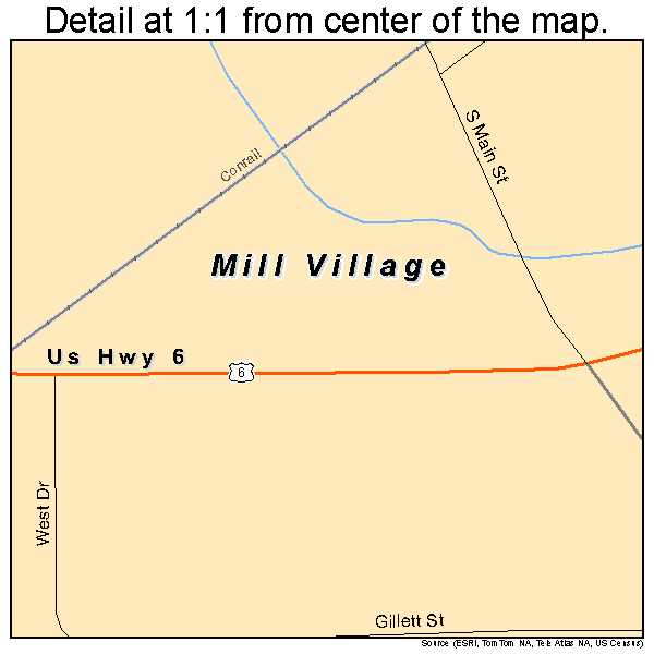 Mill Village, Pennsylvania road map detail