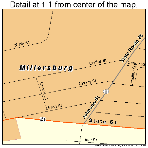 Millersburg, Pennsylvania road map detail