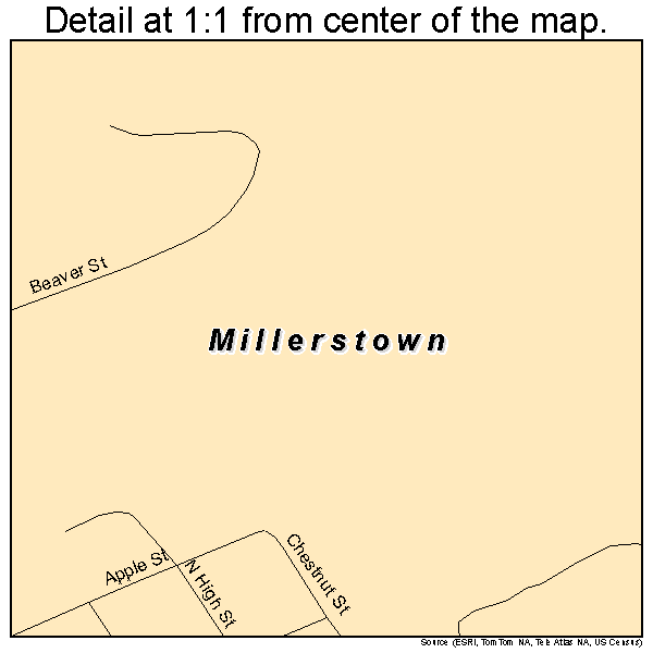 Millerstown, Pennsylvania road map detail