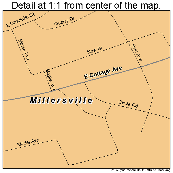 Millersville, Pennsylvania road map detail
