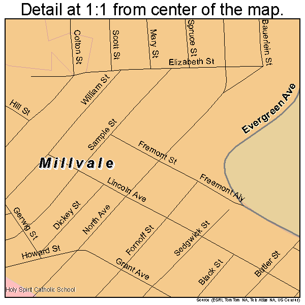 Millvale, Pennsylvania road map detail