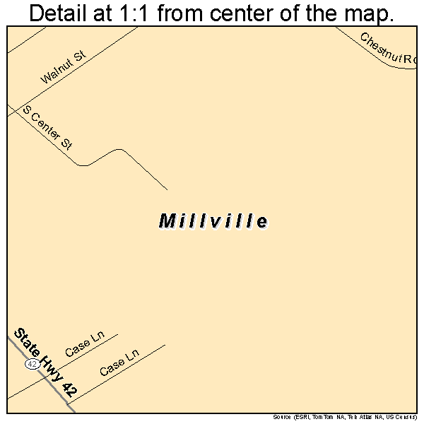 Millville, Pennsylvania road map detail