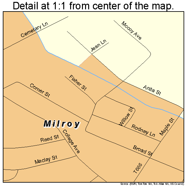 Milroy, Pennsylvania road map detail
