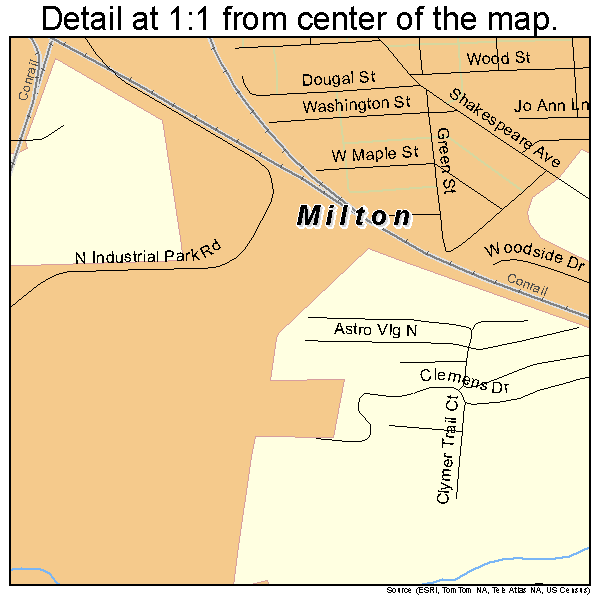 Milton, Pennsylvania road map detail