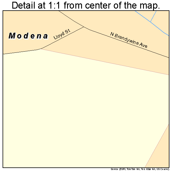 Modena, Pennsylvania road map detail