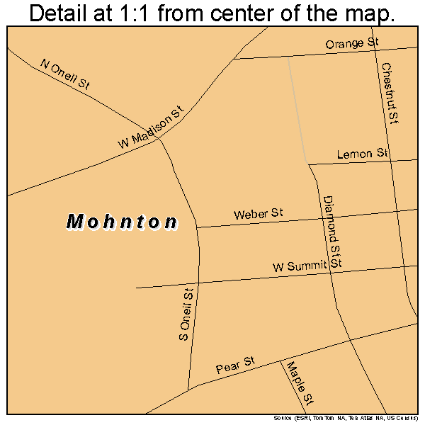Mohnton, Pennsylvania road map detail