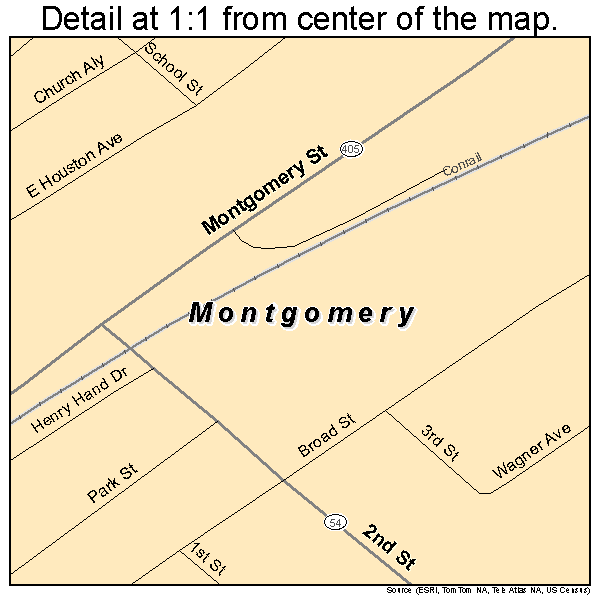 Montgomery, Pennsylvania road map detail