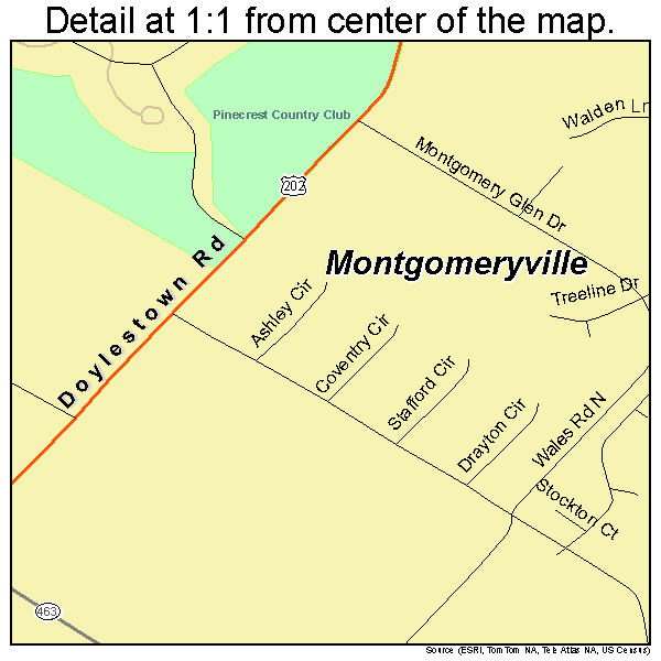 Montgomeryville, Pennsylvania road map detail