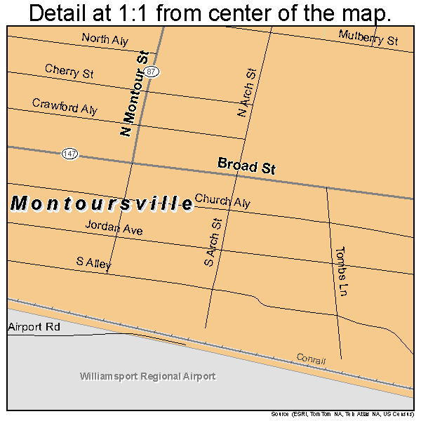 Montoursville, Pennsylvania road map detail