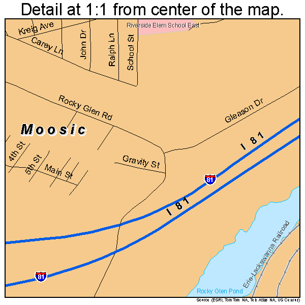 Moosic, Pennsylvania road map detail