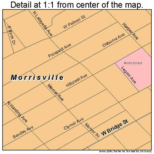 Morrisville, Pennsylvania road map detail