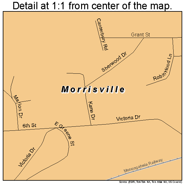 Morrisville, Pennsylvania road map detail