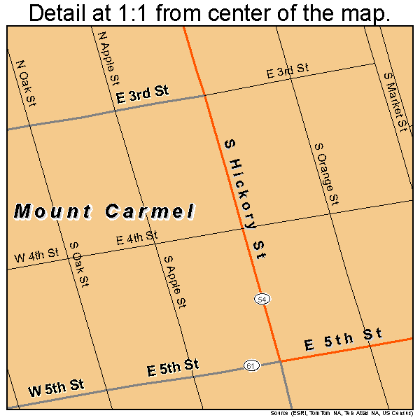 Mount Carmel, Pennsylvania road map detail