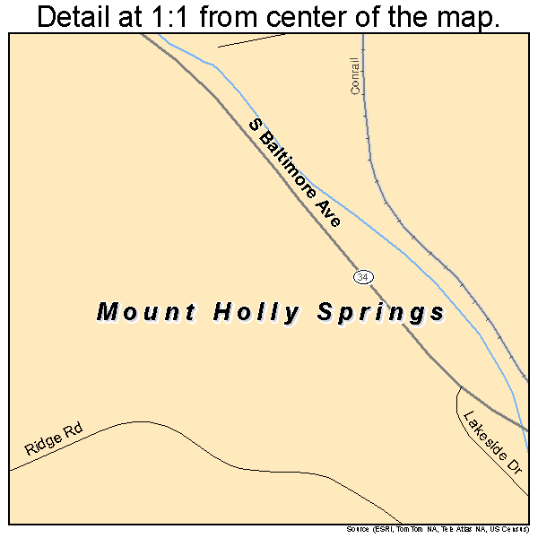 Mount Holly Springs, Pennsylvania road map detail