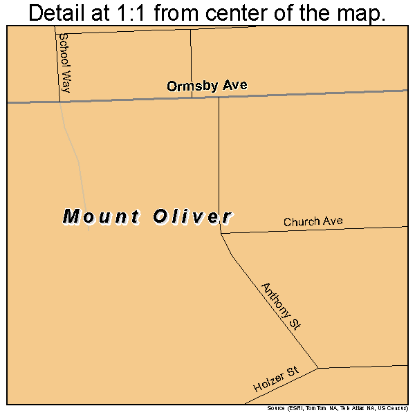 Mount Oliver, Pennsylvania road map detail