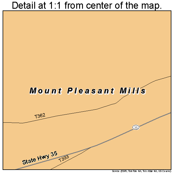 Mount Pleasant Mills, Pennsylvania road map detail