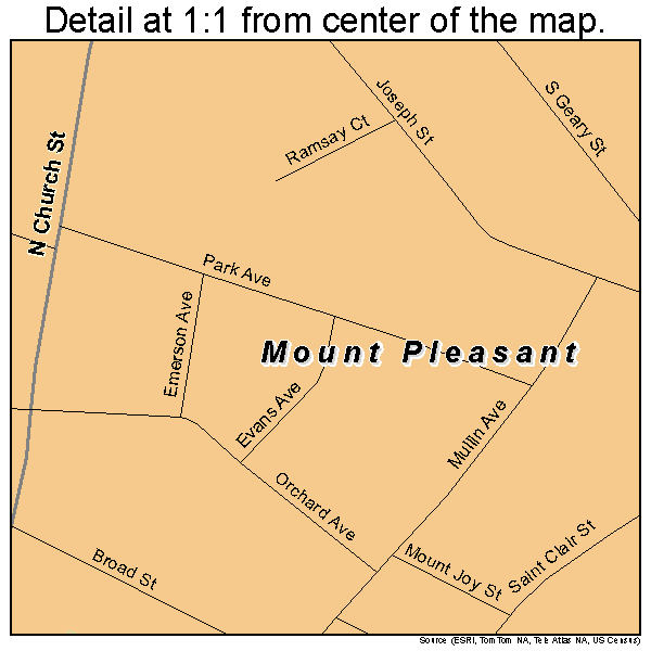 Mount Pleasant, Pennsylvania road map detail